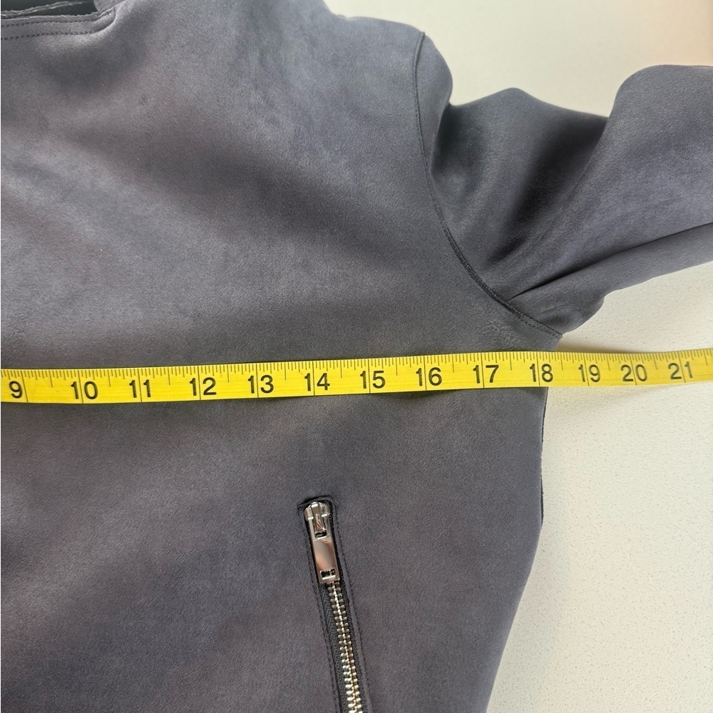 Anthropologie Women's Faux Suede Moto Jacket Gray Size S Zip Pockets - Picture 8 of 11